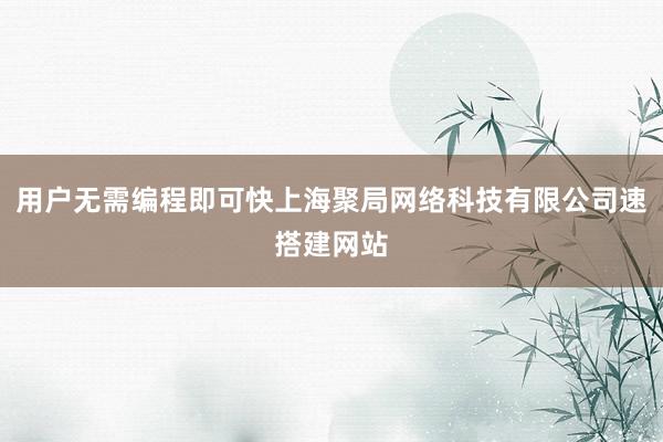 用户无需编程即可快上海聚局网络科技有限公司速搭建网站